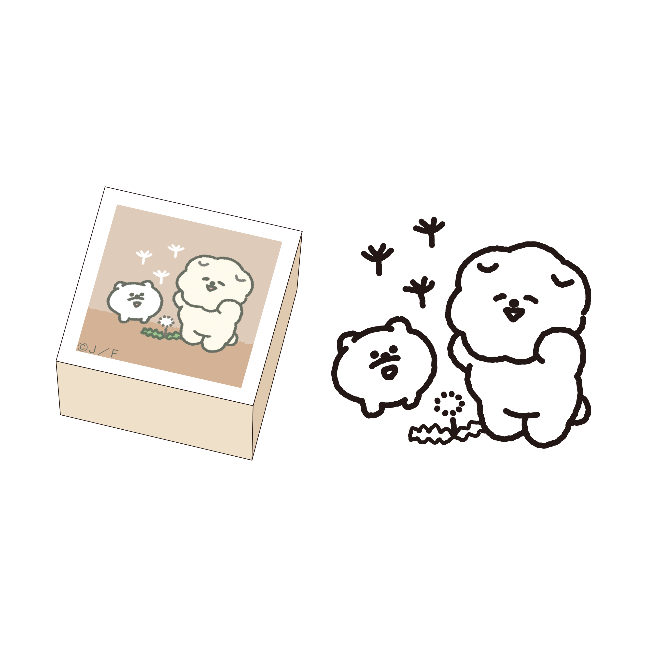もっさりもさお　木製スタンプ　たんぽぽ