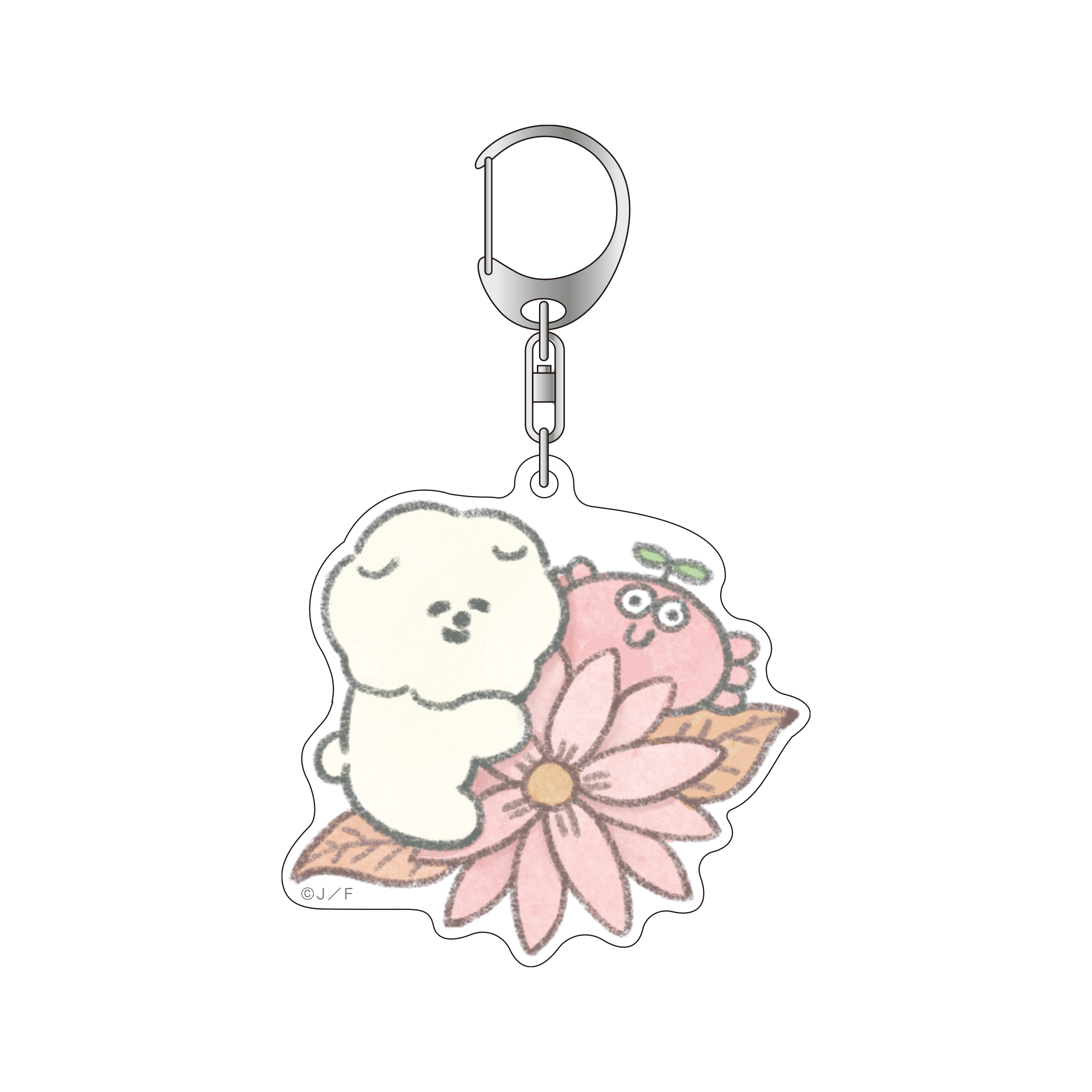もっさりもさお　アクリルキーホルダー　お花ハグ